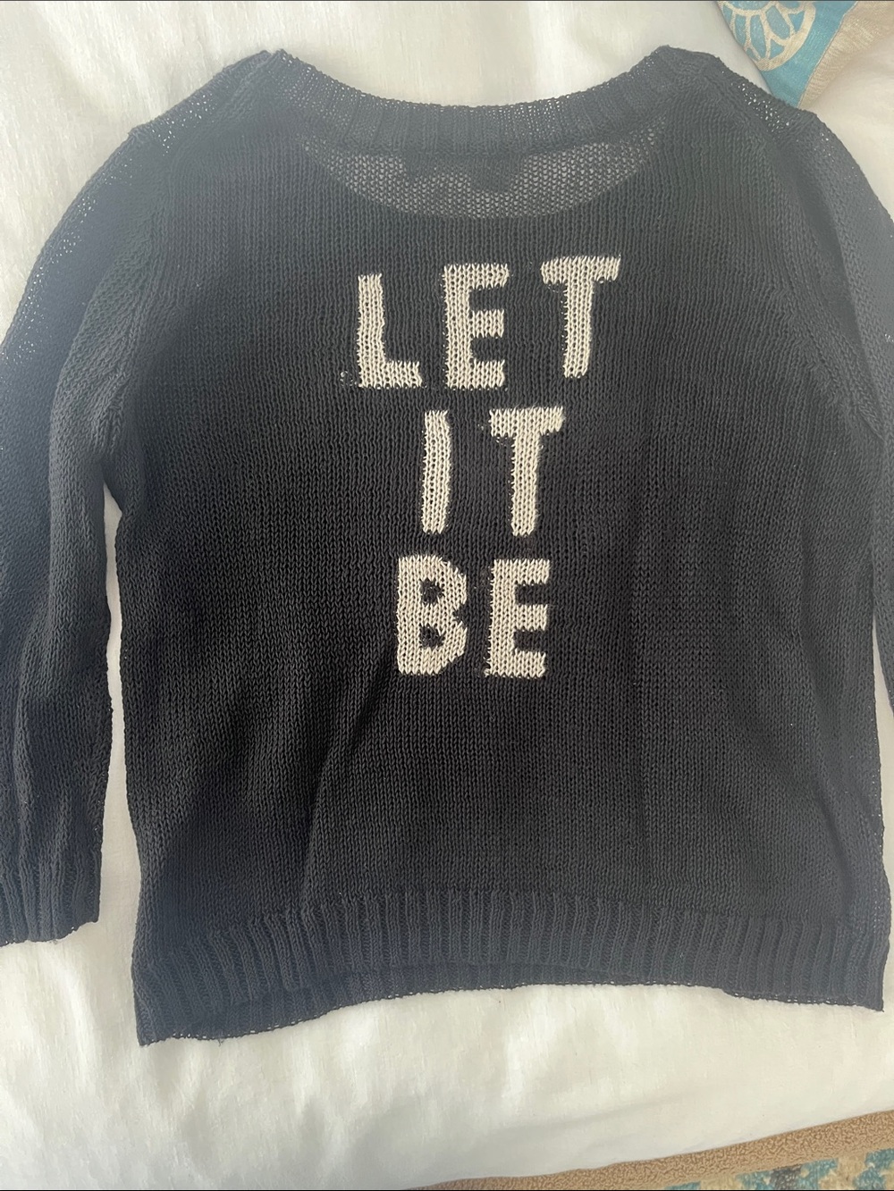 LET IT BE graphic detail on the back Black Knit Sweater - size M
